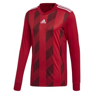 Adidas Striped 19 Long Sleeve Football Shirt Power Red-White