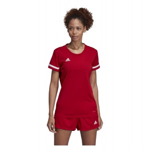 Adidas Womens Team 19 Short Sleeve Jersey (w) Power Red-White