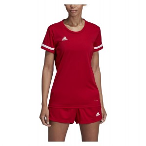 Adidas Womens Team 19 Short Sleeve Jersey (w) Power Red-White