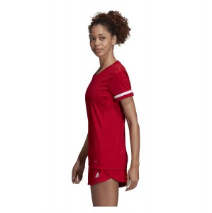 Adidas Womens Team 19 Short Sleeve Jersey (w) Power Red-White