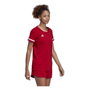 Adidas Womens Team 19 Short Sleeve Jersey (w) Power Red-White