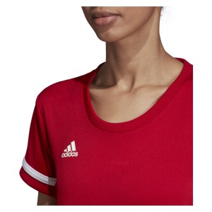 Adidas Womens Team 19 Short Sleeve Jersey (w) Power Red-White