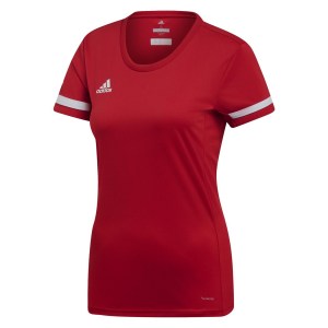 Adidas Womens Team 19 Short Sleeve Jersey (w) Power Red-White