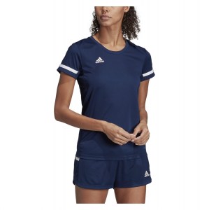 Adidas Womens Team 19 Short Sleeve Jersey (w) Team Navy Blue-White