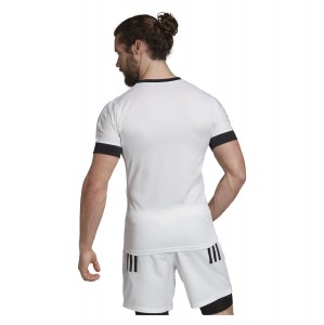 Adidas 3 Stripes Fitted Rugby Jersey White-Black