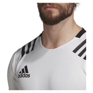 Adidas 3 Stripes Fitted Rugby Jersey White-Black
