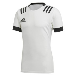 Adidas 3 Stripes Fitted Rugby Jersey White-Black