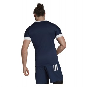 Adidas 3 Stripes Fitted Rugby Jersey Collegiate Navy-White