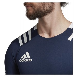Adidas 3 Stripes Fitted Rugby Jersey Collegiate Navy-White