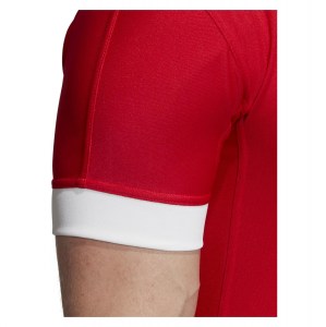 Adidas 3 Stripes Fitted Rugby Jersey Scarlet-White