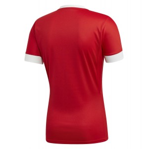 Adidas 3 Stripes Fitted Rugby Jersey Scarlet-White