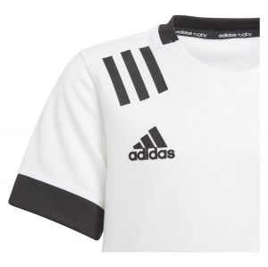 Adidas Kids 3 Stripes Rugby Jersey White-Black