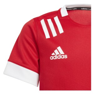 Adidas Kids 3 Stripes Rugby Jersey Scarlet-White