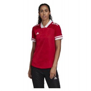 Adidas Womens Condivo 20 Short Sleeve Jersey (w) Team Power Red-White