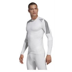 Adidas-LP Alphaskin Sport+ 3-stripes Long Sleeve Top White