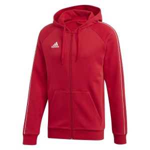 Adidas Core 18 Full Zip Hoodie Power Red-White