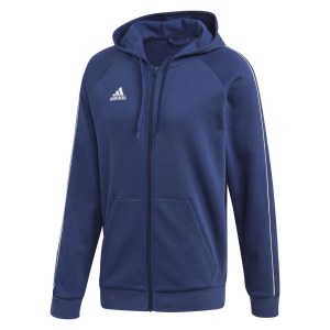 Adidas Core 18 Full Zip Hoodie Dark Blue-White