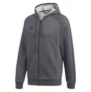 Adidas Core 18 Full Zip Hoodie Dark Grey Heather-Black