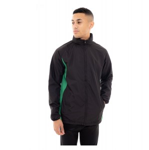 Behrens Shower Proof Tracksuit Top Black-Emerald