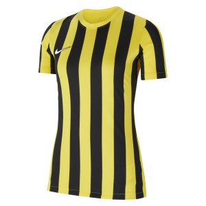 Nike Womens Dri-FIT Division 4 Striped Short Sleeve Shirt (W) Tour Yellow-Black-White