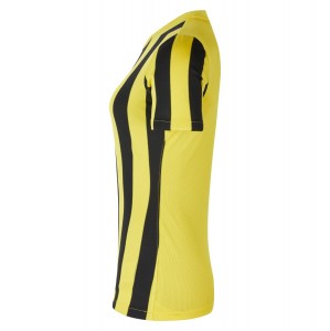 Nike Womens Dri-FIT Division 4 Striped Short Sleeve Shirt (W) Tour Yellow-Black-White