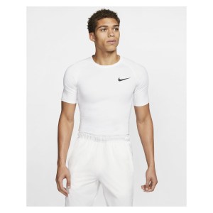 Nike Tight-Fit Short-Sleeve Top White-Black