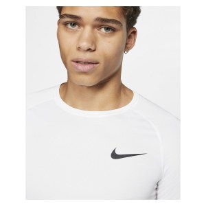 Nike Tight-Fit Short-Sleeve Top White-Black