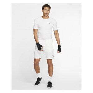 Nike Tight-Fit Short-Sleeve Top White-Black