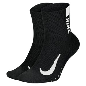 Nike Multiplier Running Ankle Socks (2 Pair) Black-White