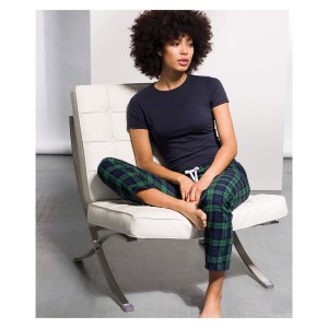Womens Tartan Lounge Pants (W) Navy-Green Check