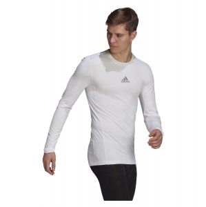 Adidas Techfit Compression Long Sleeve Tee White