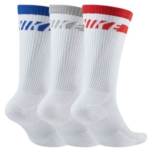 Nike Everyday Plus Cushioned Training Crew Socks (3 Pairs) Blue-Grey-Red