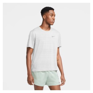 Nike Dri-FIT Miler Short Sleeve Running Top White-Reflective Silv