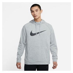 Nike Swoosh Pullover Hoodie Dk Grey Heather-Black