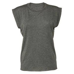 Womens Flowy muscle tee with rolled cuff Dark Grey Heather