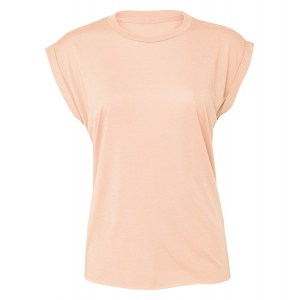 Womens Flowy muscle tee with rolled cuff Peach