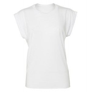 Womens Flowy muscle tee with rolled cuff White