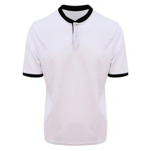 Grandad Collar Sports Polo Arctic White-Jet Black