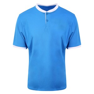 Grandad Collar Sports Polo Sapphire Blue-Arctic White