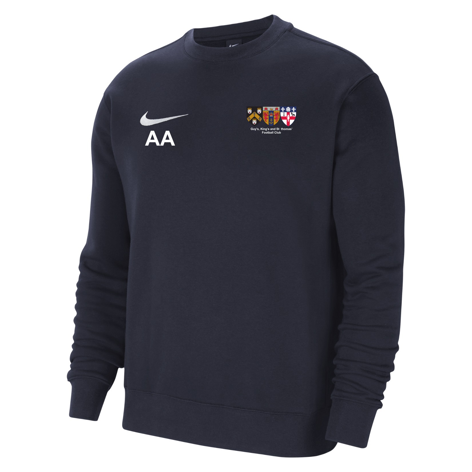 Nike Team Club 20 Fleece Crew Sweatshirt - Obsidian/White/White