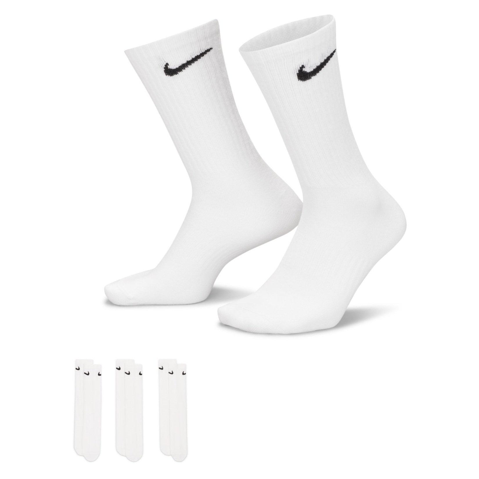 Nike Everyday Lightweight Crew Training Socks (3 Pair) - White/Black