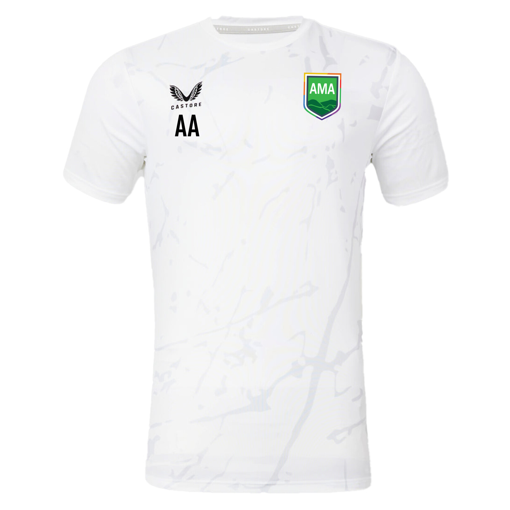 Castore Marble Printed Short Sleeve Training Tee - White/Grey/Black