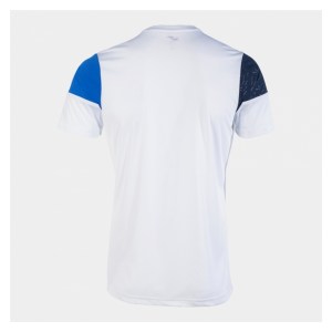 Joma Crew V Short Sleeve T-Shirt White-Royal-Navy