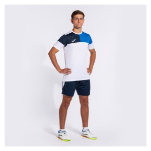 Joma Crew V Short Sleeve T-Shirt White-Royal-Navy