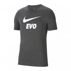 Nike Team Club 20 Swoosh Tee (M) Charcoal Heather-White