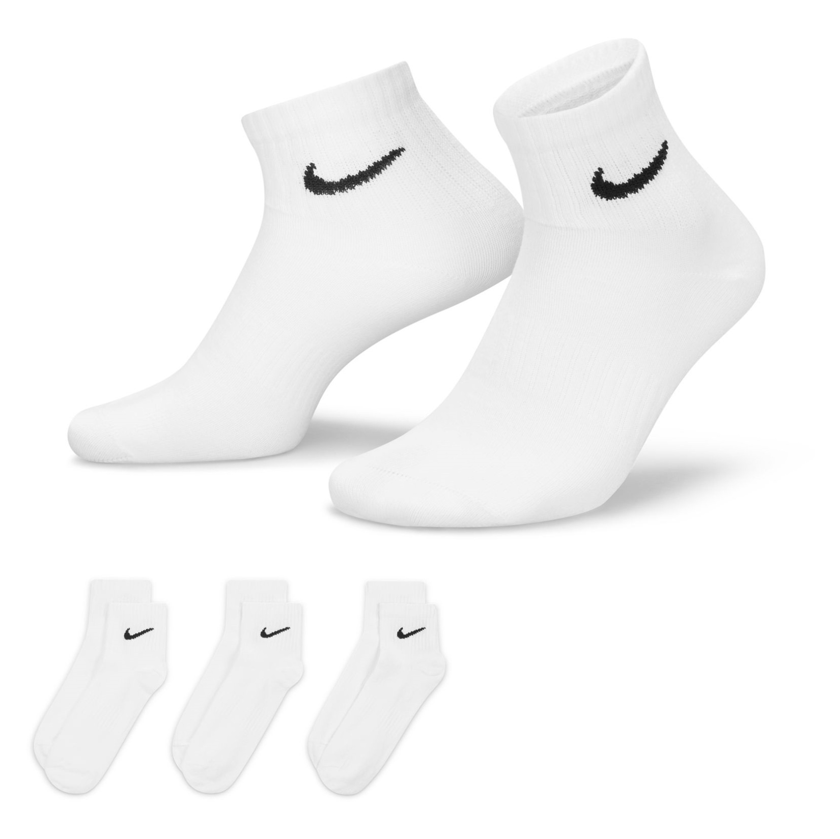 Nike Everyday Lightweight Ankle Training Socks (3 Pair) - White/Black