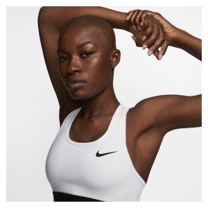 Nike Womens Swoosh Medium Support Sports Bra White-Black-Black