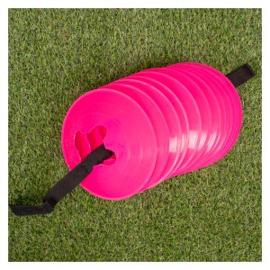 10 Saucer Cone Marker Set with Carry  Strap Fluo Pink