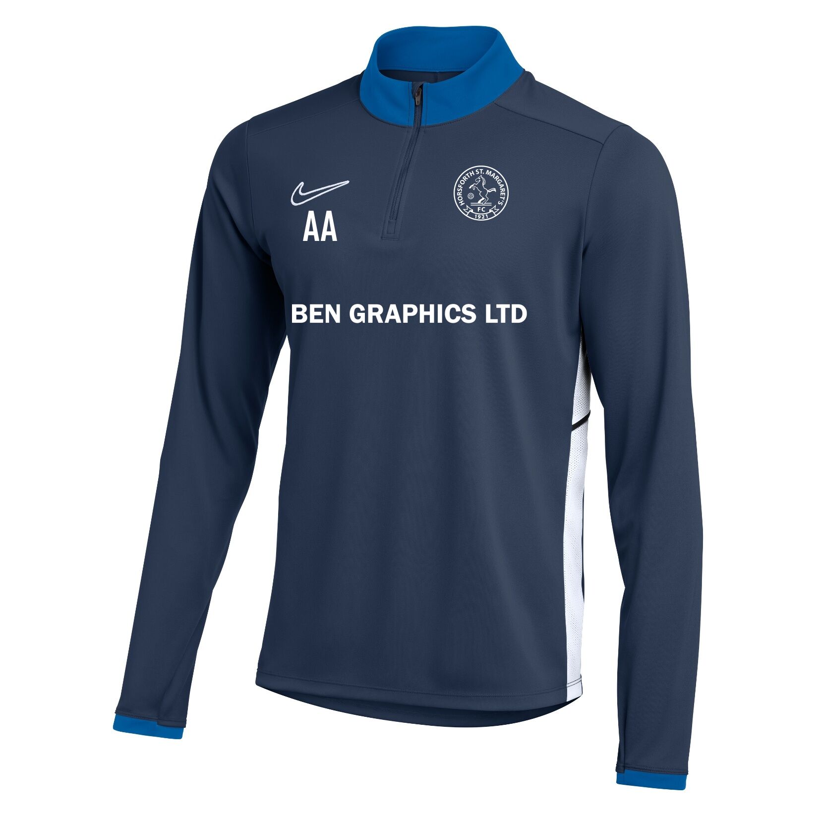 Nike Dri-FIT Academy 25 Drill Top - Obsidian/Royal Blue/White