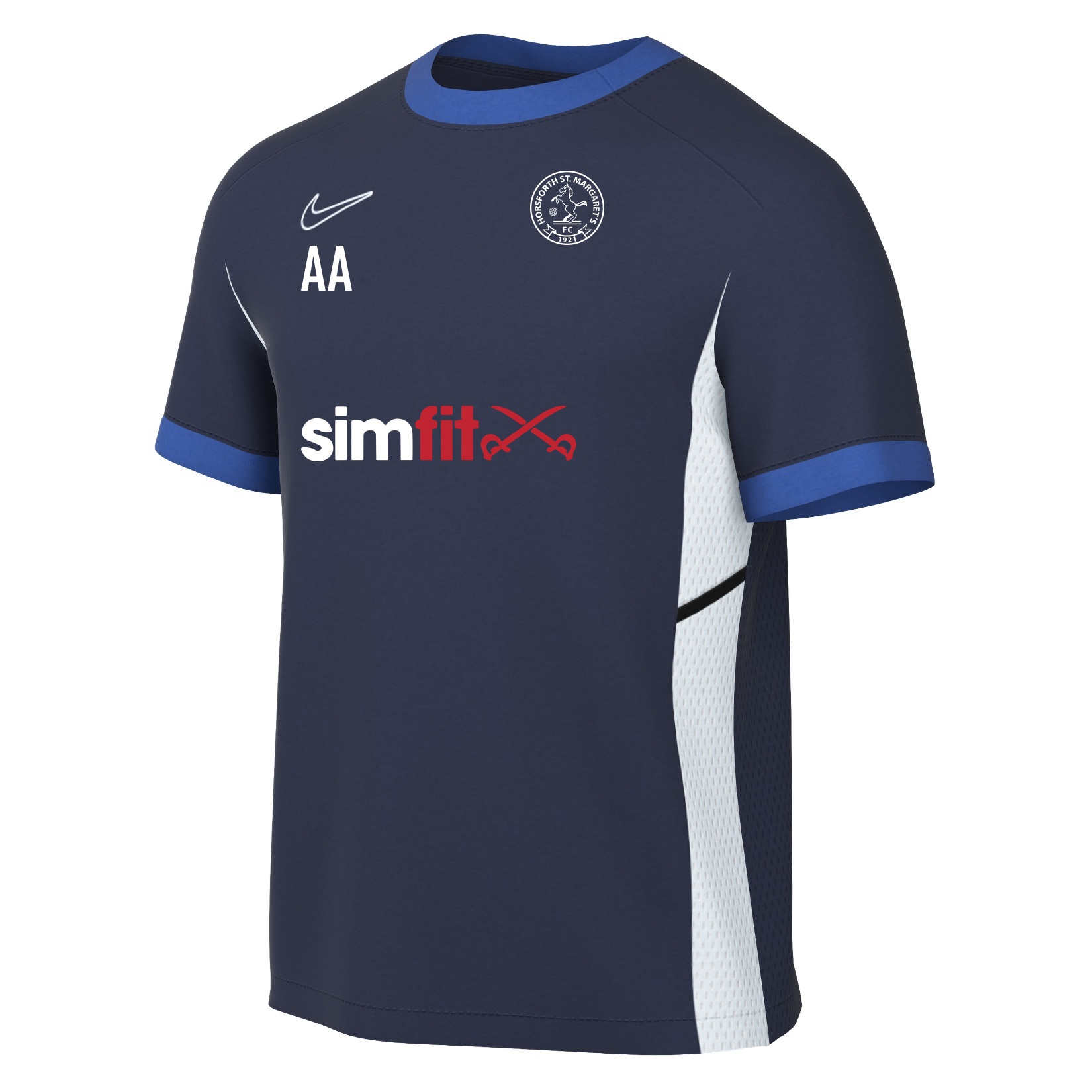 Nike Academy 25 Short-Sleeve Training Top - Obsidian/Royal Blue/White